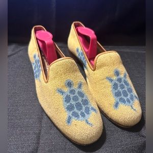 Stubbs & Wootton Yellow Blue Turtle Slippers Women’s 8.5 Shoes Loafers